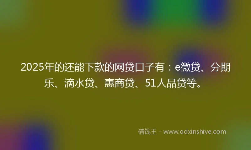 2025年的还能下款的网贷口子有：e微贷、分期乐、滴水贷、惠商贷、51人品贷等。