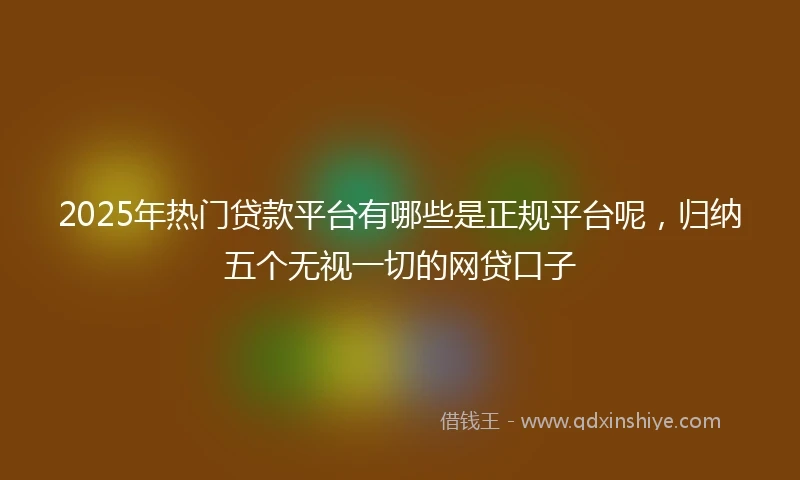 2025年热门贷款平台有哪些是正规平台呢，归纳五个无视一切的网贷口子