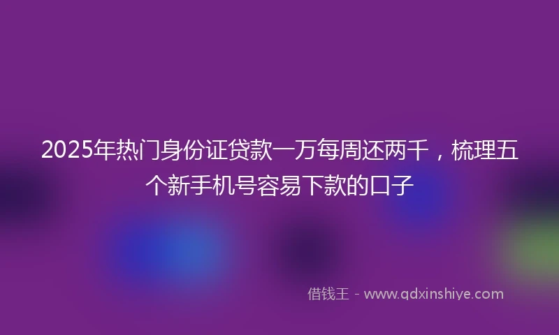 2025年热门身份证贷款一万每周还两千，梳理五个新手机号容易下款的口子