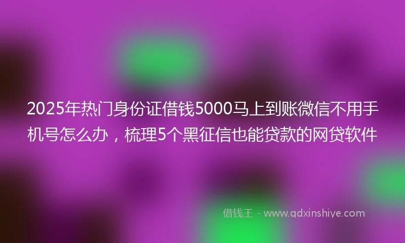 2025年热门身份证借钱5000马上到账微信不用手机号怎么办，梳理5个黑征信也能贷款的网贷软件