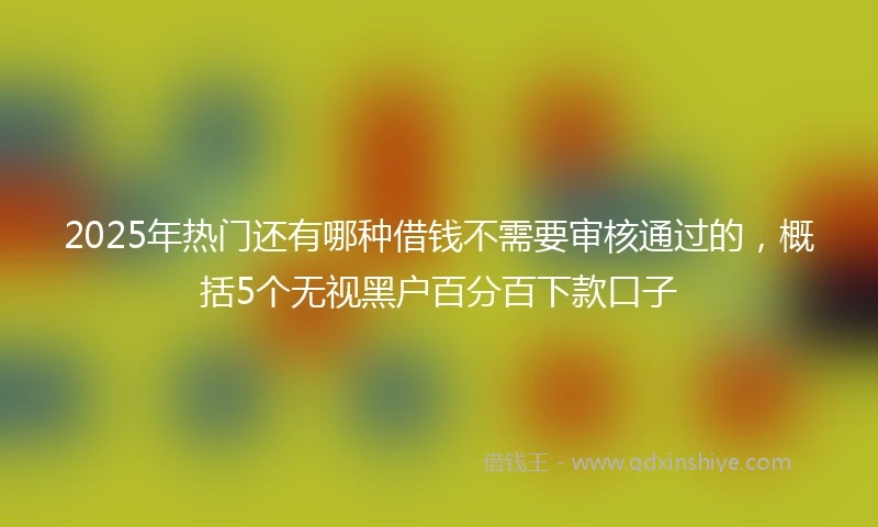 2025年热门还有哪种借钱不需要审核通过的，概括5个无视黑户百分百下款口子