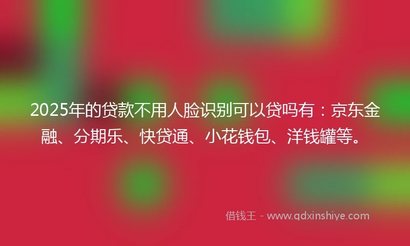 2025年的贷款不用人脸识别可以贷吗有：京东金融、分期乐、快贷通、小花钱包、洋钱罐等。
