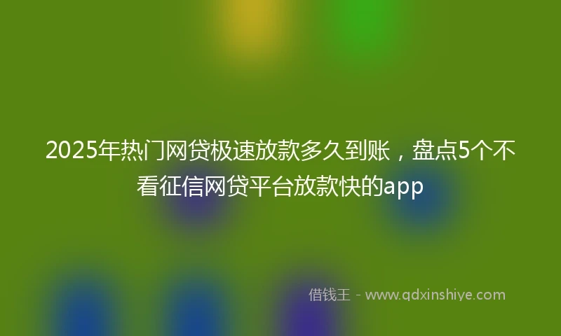 2025年热门网贷极速放款多久到账，盘点5个不看征信网贷平台放款快的app