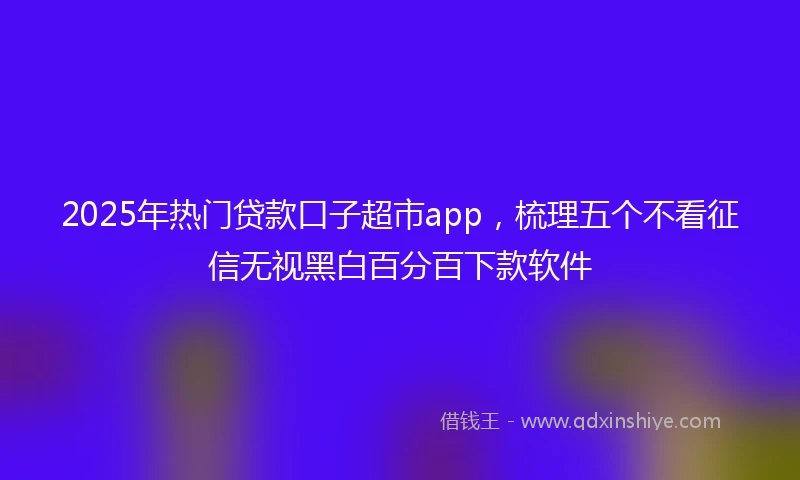 2025年热门贷款口子超市app，梳理五个不看征信无视黑白百分百下款软件