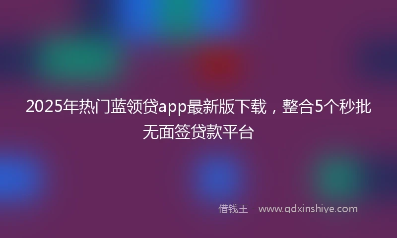 2025年热门蓝领贷app最新版下载，整合5个秒批无面签贷款平台