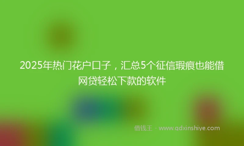 2025年热门花户口子，汇总5个征信瑕疵也能借网贷轻松下款的软件
