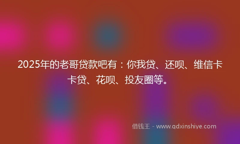 2025年的老哥贷款吧有：你我贷、还呗、维信卡卡贷、花呗、投友圈等。