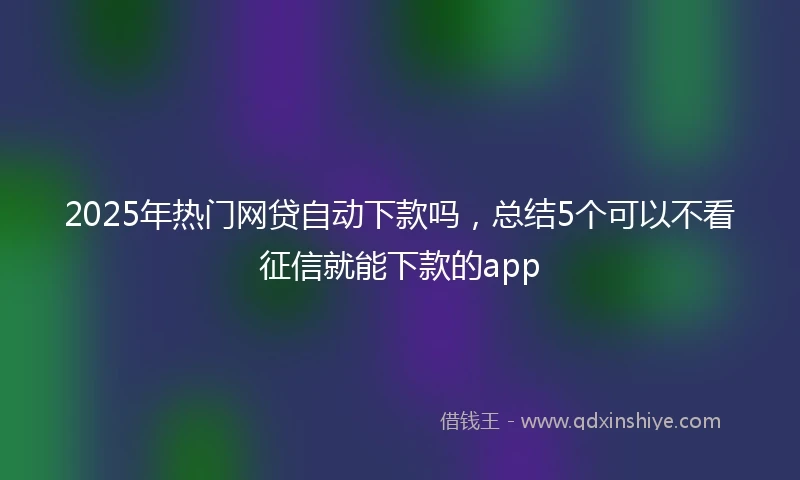 2025年热门网贷自动下款吗，总结5个可以不看征信就能下款的app