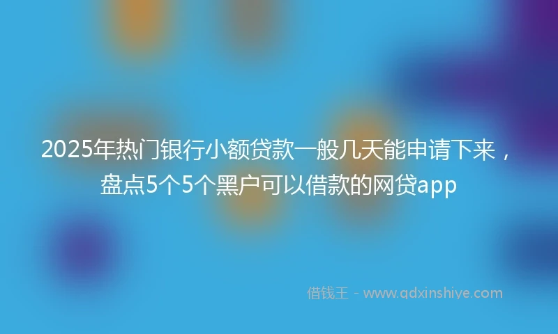 2025年热门银行小额贷款一般几天能申请下来，盘点5个5个黑户可以借款的网贷app