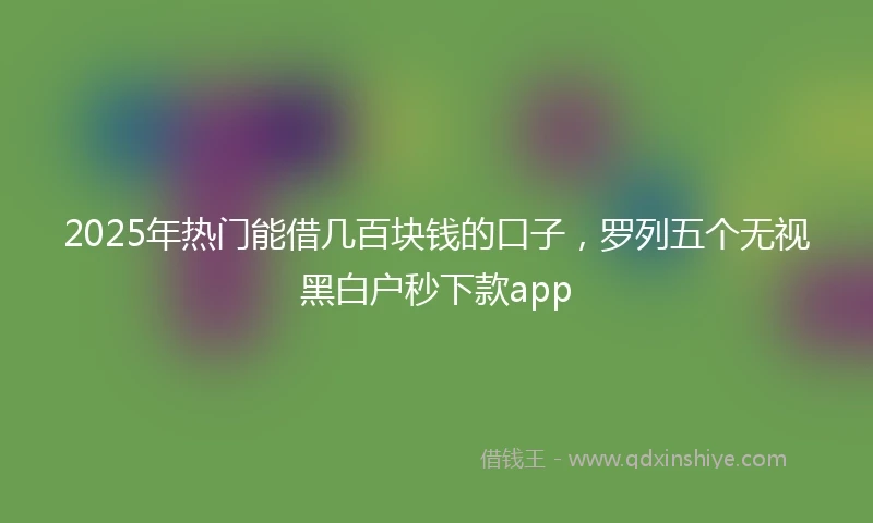 2025年热门能借几百块钱的口子，罗列五个无视黑白户秒下款app