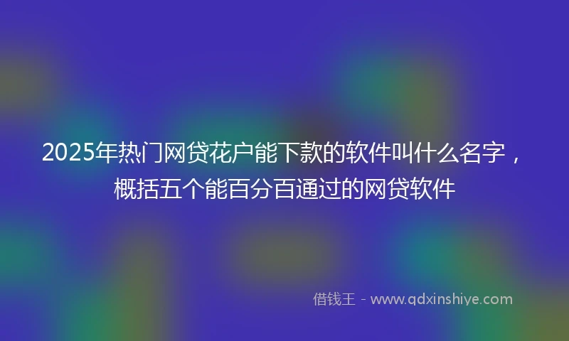 2025年热门网贷花户能下款的软件叫什么名字，概括五个能百分百通过的网贷软件