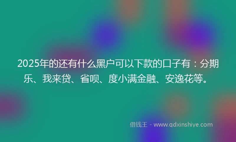 2025年的还有什么黑户可以下款的口子有：分期乐、我来贷、省呗、度小满金融、安逸花等。