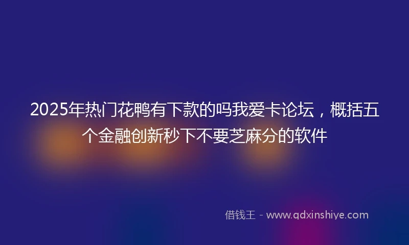 2025年热门花鸭有下款的吗我爱卡论坛，概括五个金融创新秒下不要芝麻分的软件