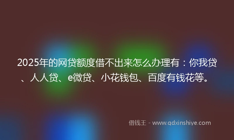 2025年的网贷额度借不出来怎么办理有：你我贷、人人贷、e微贷、小花钱包、百度有钱花等。