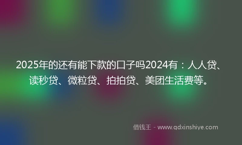 2025年的还有能下款的口子吗2024有：人人贷、读秒贷、微粒贷、拍拍贷、美团生活费等。