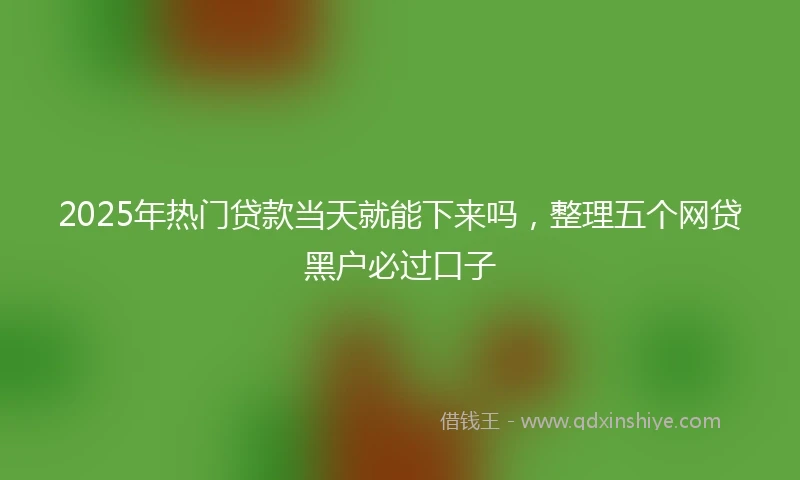 2025年热门贷款当天就能下来吗，整理五个网贷黑户必过口子