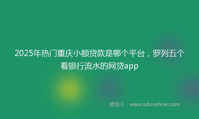 2025年热门重庆小额贷款是哪个平台，罗列五个看银行流水的网贷app