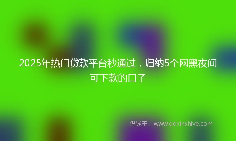 2025年热门贷款平台秒通过，归纳5个网黑夜间可下款的口子