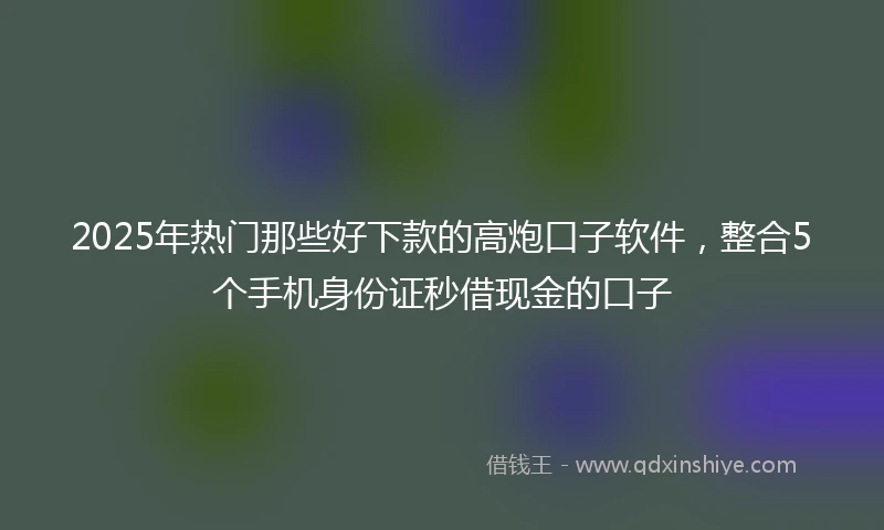 2025年热门那些好下款的高炮口子软件，整合5个手机身份证秒借现金的口子