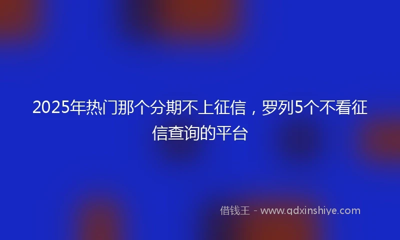 2025年热门那个分期不上征信，罗列5个不看征信查询的平台