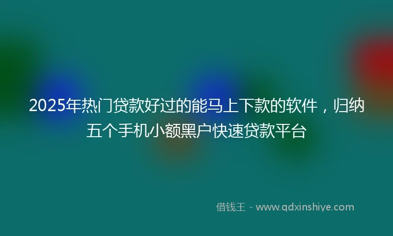 2025年热门贷款好过的能马上下款的软件，归纳五个手机小额黑户快速贷款平台