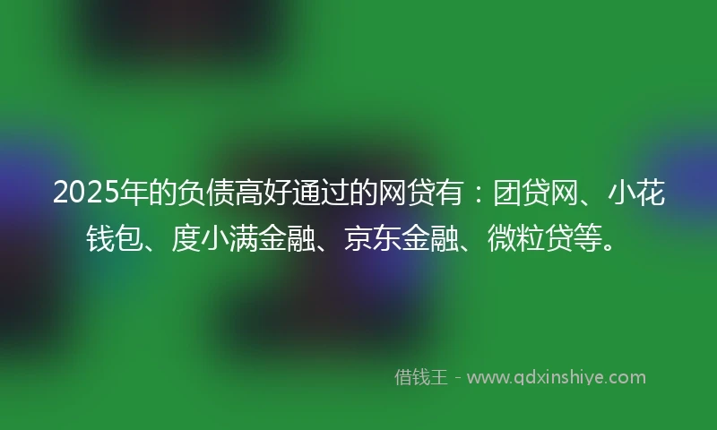 2025年的负债高好通过的网贷有:团贷网、小花钱包、度小满金融、京东金融、微粒贷等。