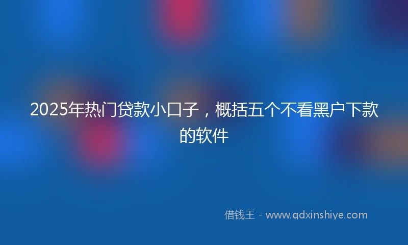 2025年热门贷款小口子，概括五个不看黑户下款的软件