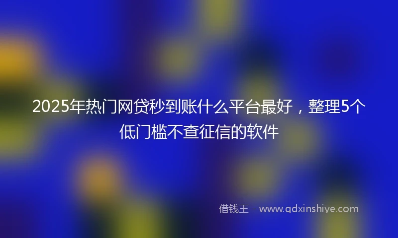 2025年热门网贷秒到账什么平台最好，整理5个低门槛不查征信的软件