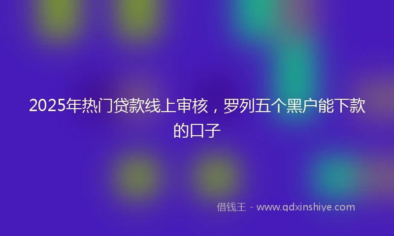 2025年热门贷款线上审核，罗列五个黑户能下款的口子