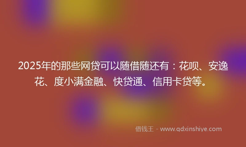 2025年的那些网贷可以随借随还有：花呗、安逸花、度小满金融、快贷通、信用卡贷等。