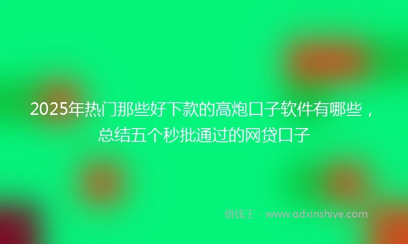 2025年热门那些好下款的高炮口子软件有哪些，总结五个秒批通过的网贷口子