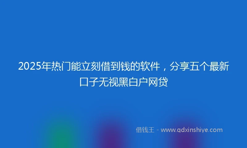 2025年热门能立刻借到钱的软件，分享五个最新口子无视黑白户网贷