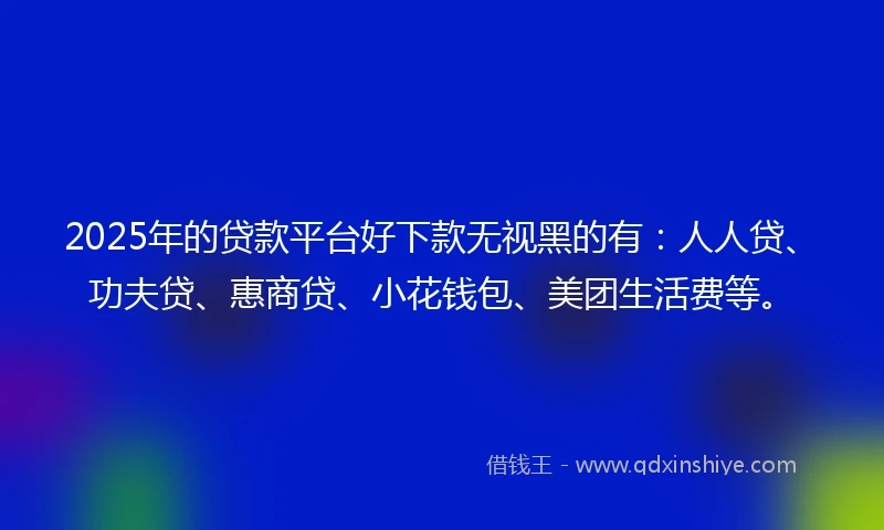 2025年的贷款平台好下款无视黑的有：人人贷、功夫贷、惠商贷、小花钱包、美团生活费等。