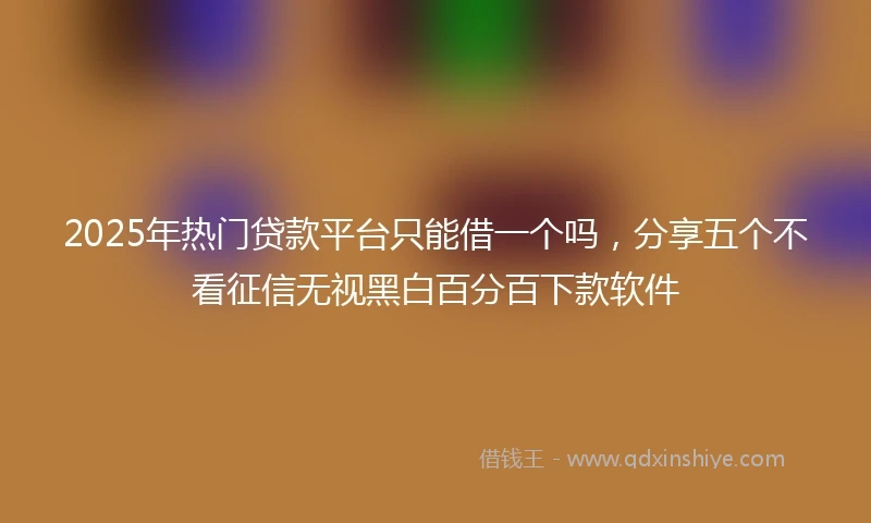 2025年热门贷款平台只能借一个吗，分享五个不看征信无视黑白百分百下款软件