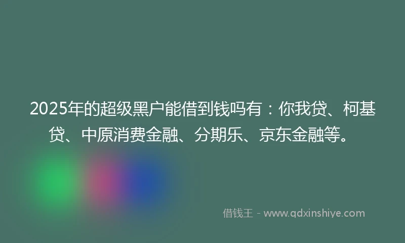 2025年的超级黑户能借到钱吗有：你我贷、柯基贷、中原消费金融、分期乐、京东金融等。