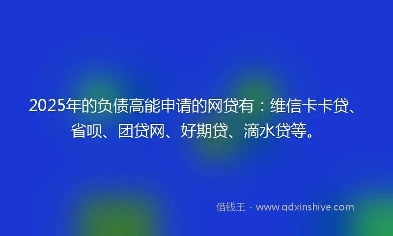 2025年的负债高能申请的网贷有：维信卡卡贷、省呗、团贷网、好期贷、滴水贷等。