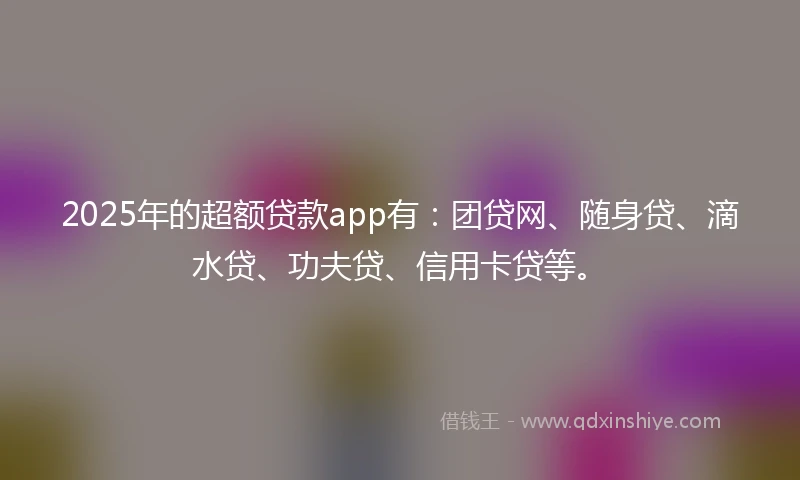2025年的超额贷款app有：团贷网、随身贷、滴水贷、功夫贷、信用卡贷等。