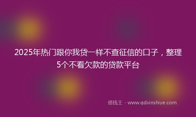 2025年热门跟你我贷一样不查征信的口子，整理5个不看欠款的贷款平台