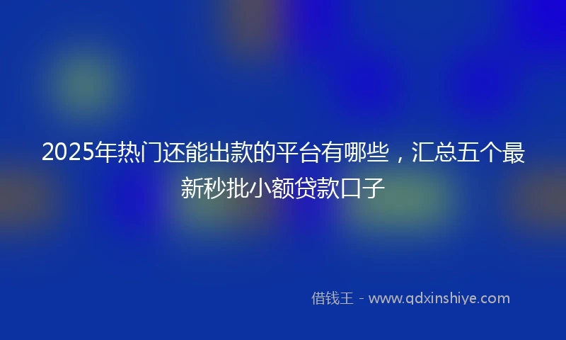 2025年热门还能出款的平台有哪些，汇总五个最新秒批小额贷款口子