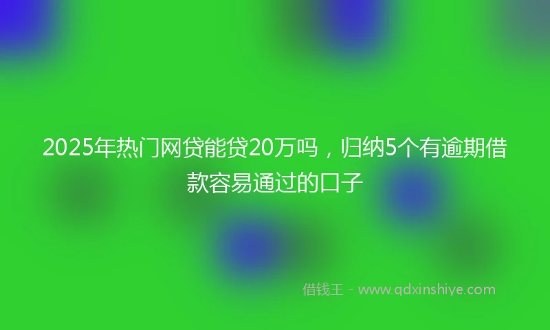 2025年热门网贷能贷20万吗，归纳5个有逾期借款容易通过的口子