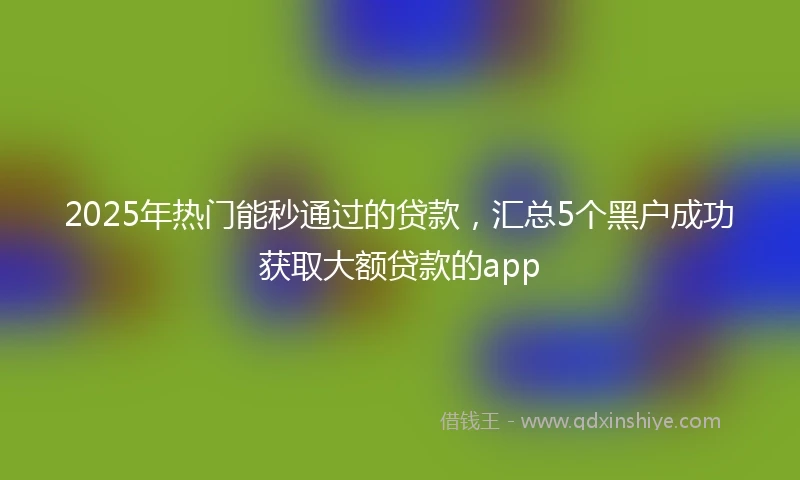 2025年热门能秒通过的贷款，汇总5个黑户成功获取大额贷款的app