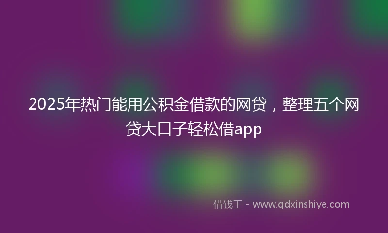 2025年热门能用公积金借款的网贷，整理五个网贷大口子轻松借app