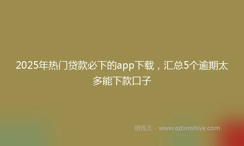 2025年热门贷款必下的app下载，汇总5个逾期太多能下款口子