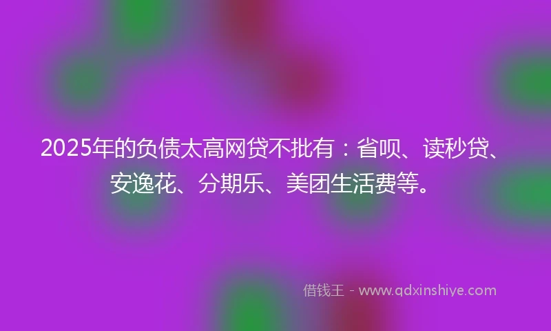 2025年的负债太高网贷不批有:省呗、读秒贷、安逸花、分期乐、美团生活费等。