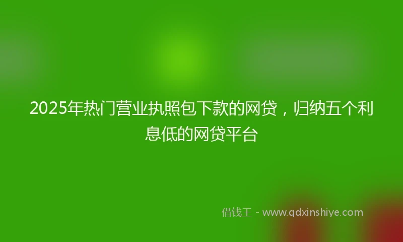 2025年热门营业执照包下款的网贷，归纳五个利息低的网贷平台