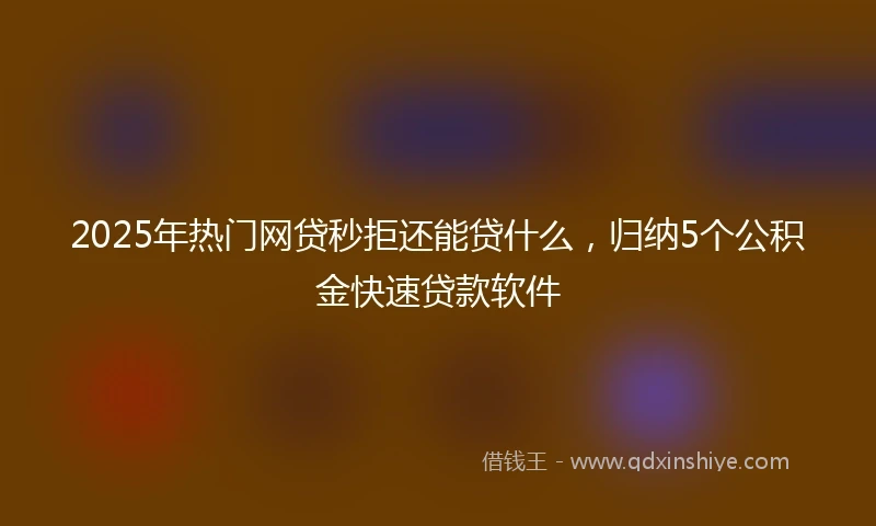 2025年热门网贷秒拒还能贷什么，归纳5个公积金快速贷款软件