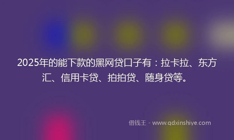 2025年的能下款的黑网贷口子有：拉卡拉、东方汇、信用卡贷、拍拍贷、随身贷等。