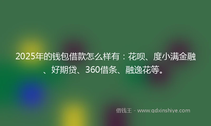 2025年的钱包借款怎么样有：花呗、度小满金融、好期贷、360借条、融逸花等。