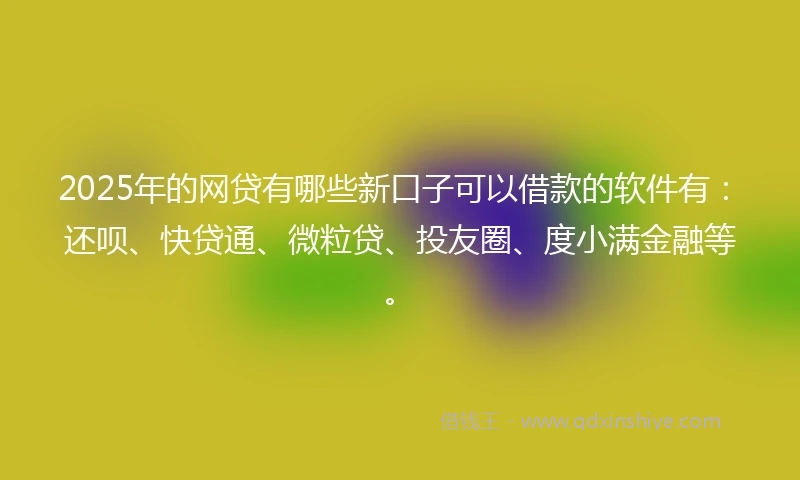 2025年的网贷有哪些新口子可以借款的软件有：还呗、快贷通、微粒贷、投友圈、度小满金融等。