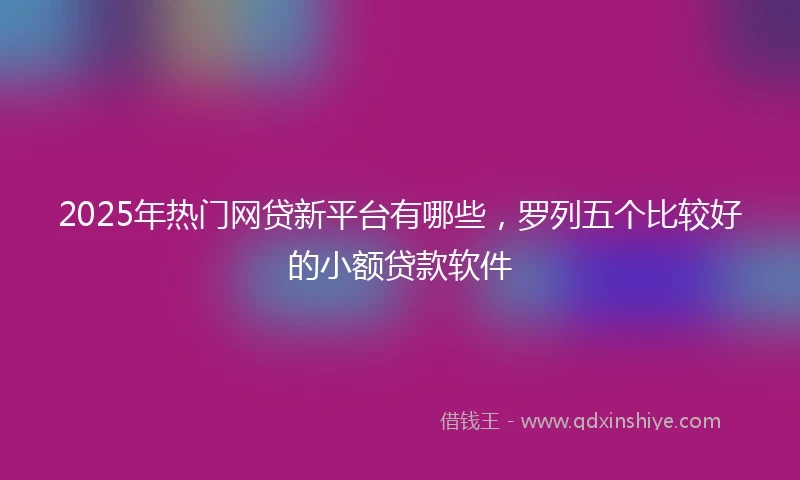 2025年热门网贷新平台有哪些，罗列五个比较好的小额贷款软件